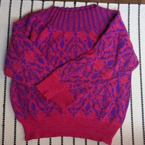 Vintage Pink and Purple Patterned Crewneck Sweater